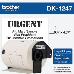 Brother Shipping Labels, White, Roll Of 180 Labels