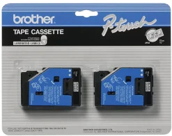 Brother TC-10 Black-On-Clear Tapes, 0.5" x 25', Pack Of 2