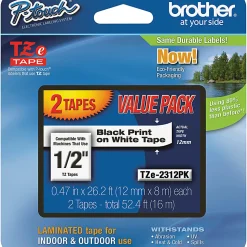 Brother TZe-231 Black-On-White Tapes, 0.5