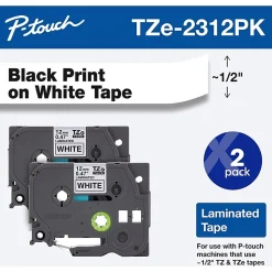Brother TZe-231 Black-On-White Tapes, 0.5