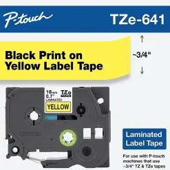 Brother TZe-641 Black-On-Yellow Tape, 0.75" x 26.2'