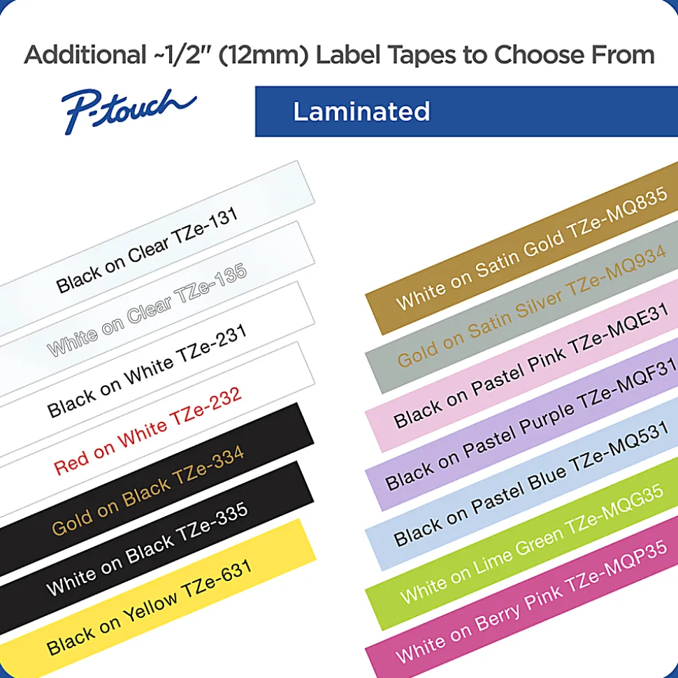 Brother TZe-MQP35 White-On-Berry Pink Tape, 0.5" x 196.8"