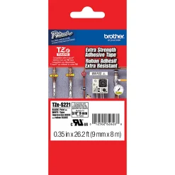 Brother TZe-S221 Black-On-White Industrial-Strength Tape, 0.38