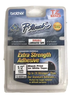 Brother TZe-S231CS Black-On-White Extra-Strength Tape, 0.5" x 26.2'