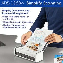 Brother Wireless Compact Desktop Scanner, ADS-1350W