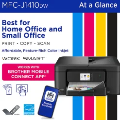 Brother Work Smart MFCJ1410DW Wireless Color Inkjet Printer, All-In-One Print/Scan/Copy, Best for home/small office