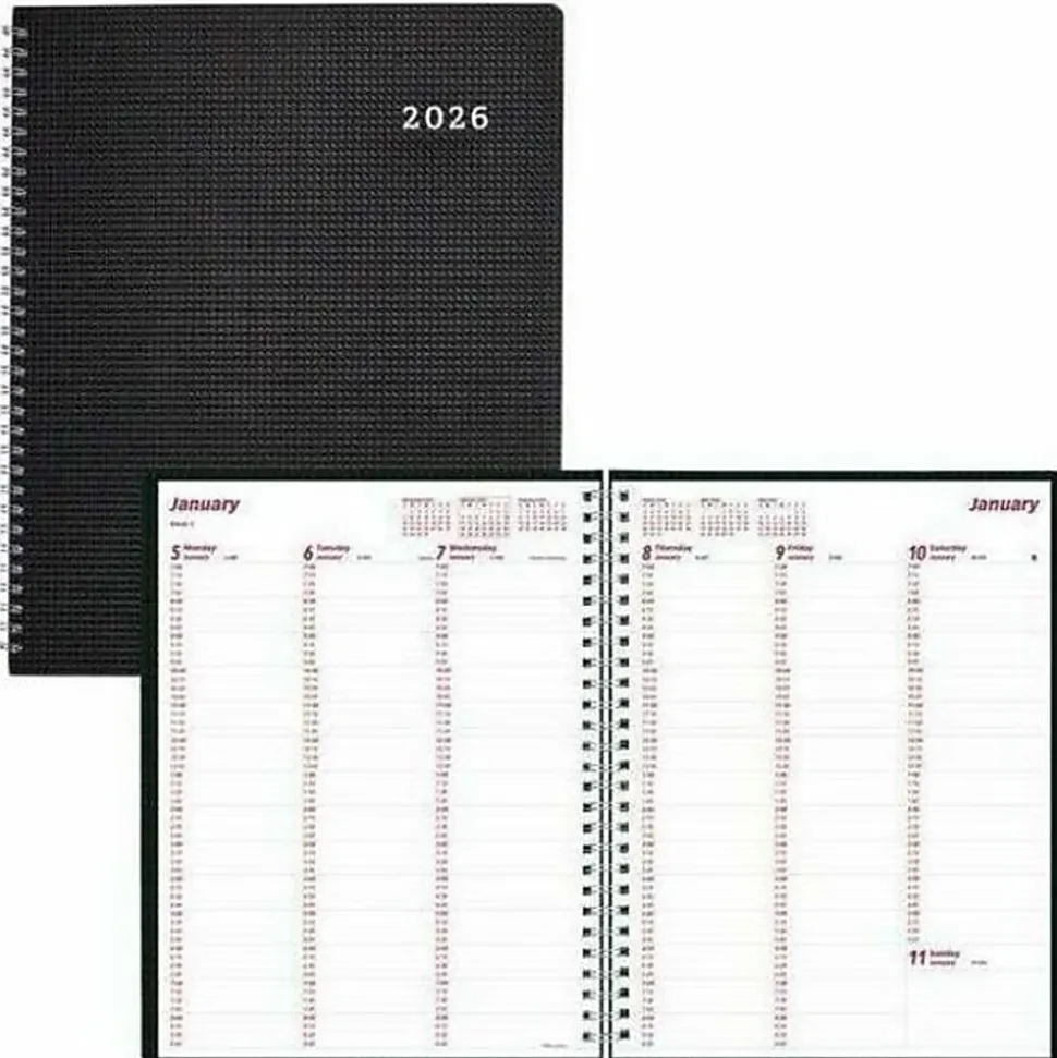 2026 Brownline® DuraFlex Weekly Appointment Planner, 11" x 8-1/2", 50% Recycled, Black, January To December, CB950V.BLK