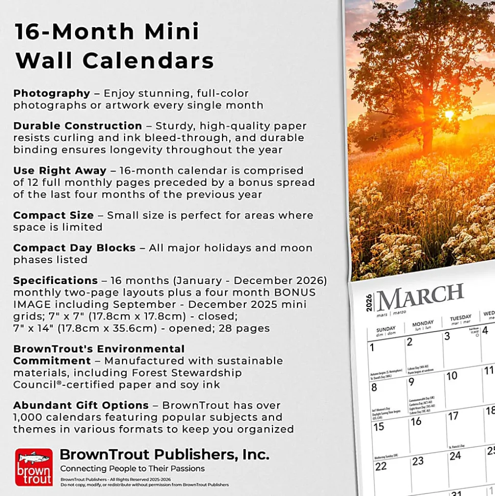 2026 BrownTrout Psalms Monthly Mini Wall Calendar, 7" x 7", Inspiration, January to December 2026, 9798330705191