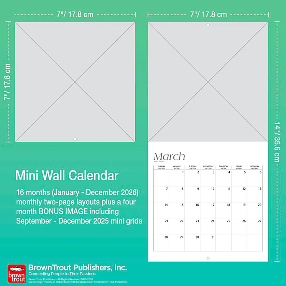 2026 BrownTrout Psalms Monthly Mini Wall Calendar, 7" x 7", Inspiration, January to December 2026, 9798330705191