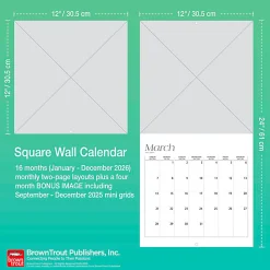 2026 BrownTrout Vintage Travel Posters Monthly Plastic-Free Square Wall Calendar, January to December 2026, 9798330706143 - 9798330706143