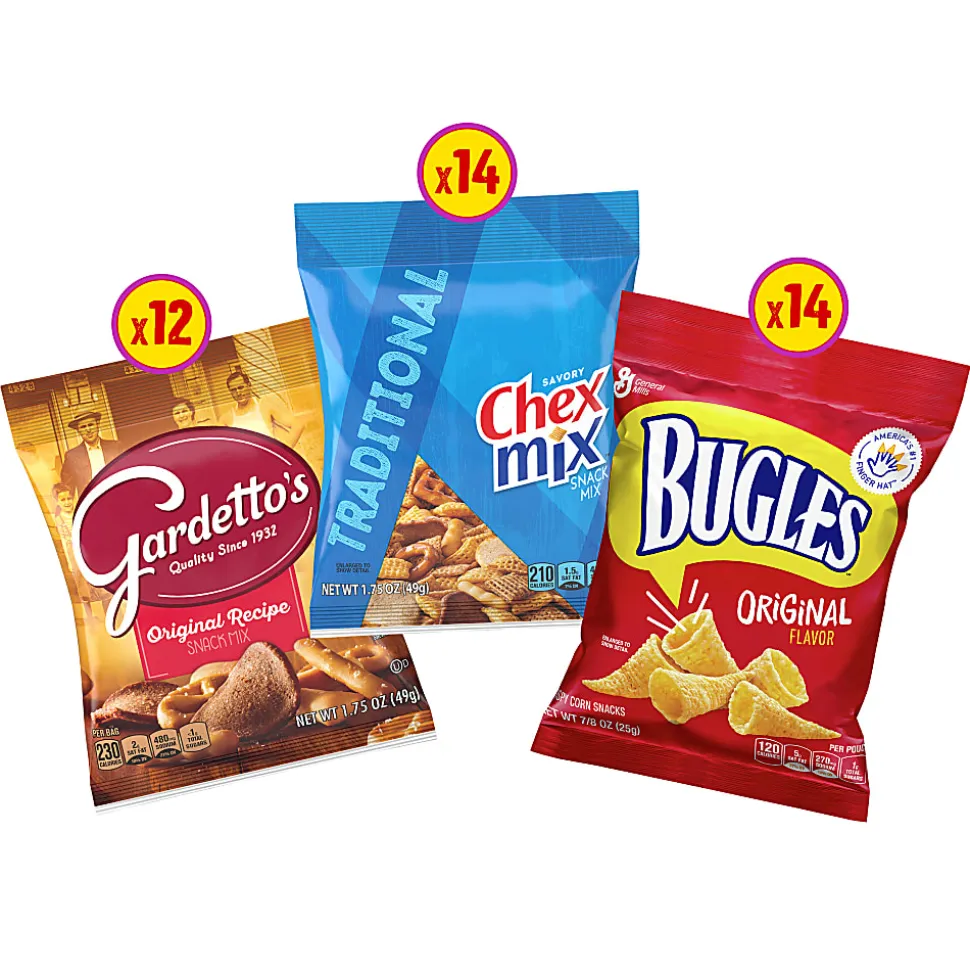 Bugles, Chex Mix and Gardetto Variety Pack Snack Mix, 40 Bags Per Pack