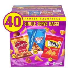 Bugles, Chex Mix and Gardetto Variety Pack Snack Mix, 40 Bags Per Pack