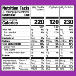 Bugles, Chex Mix and Gardetto Variety Pack Snack Mix, 40 Bags Per Pack