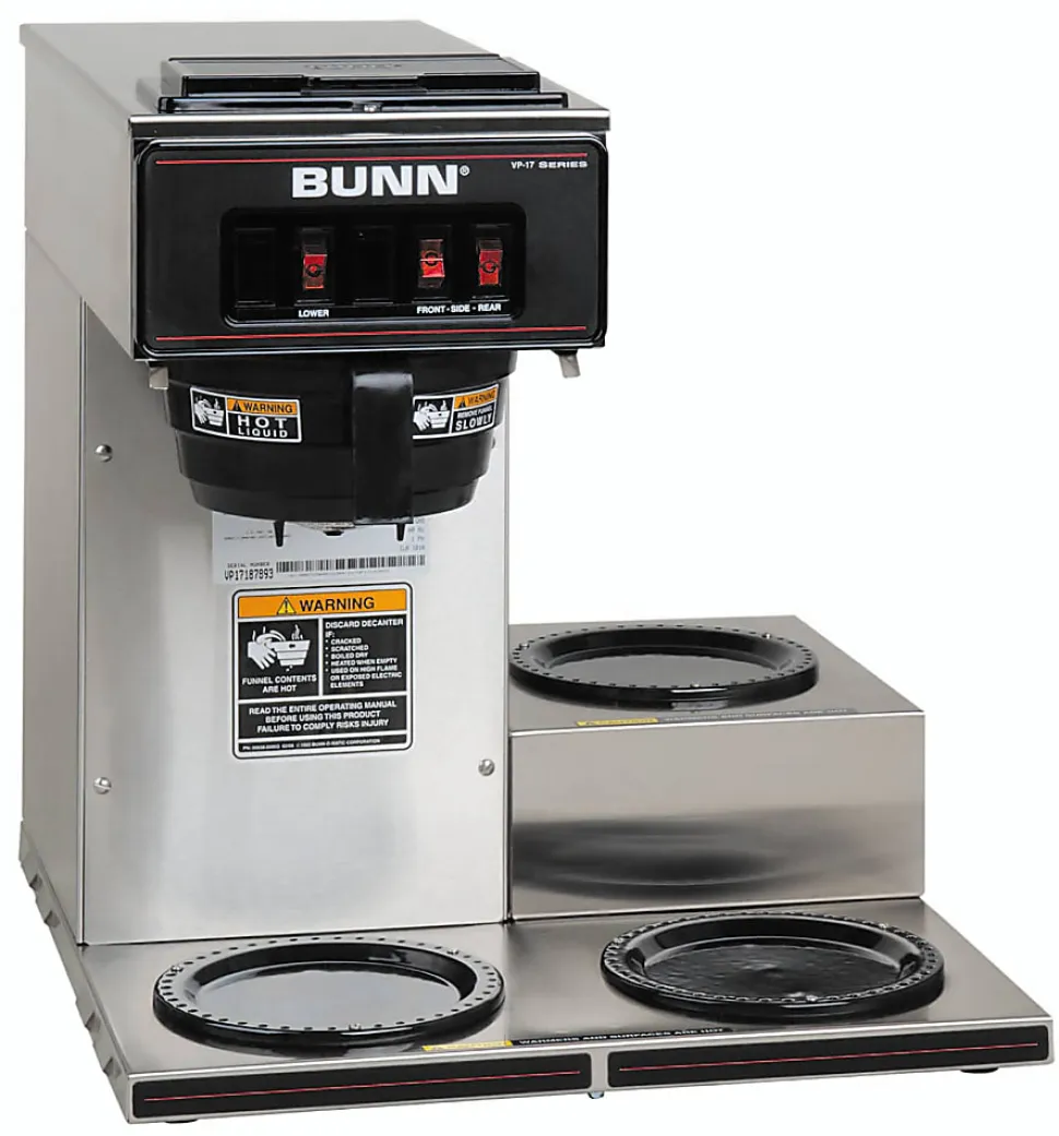 BUNN 12-Cup Low-Profile Pourover Coffee Brewer With 3 Warmers, Stainless Steel