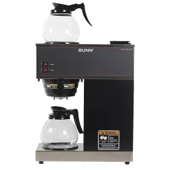 Bunn® VPR 12-Cup Commercial Pourover Coffee Brewer With 2 Glass Decanters, Black/Stainless Steel