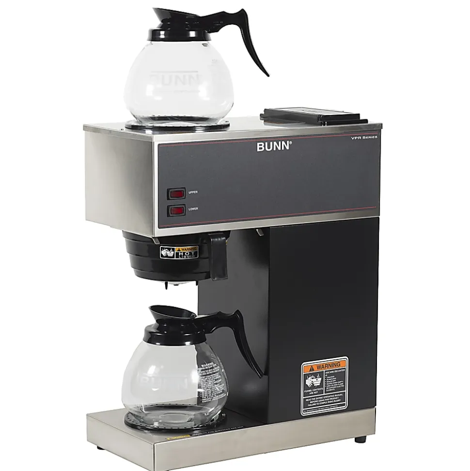 Bunn® VPR 12-Cup Commercial Pourover Coffee Brewer With 2 Glass Decanters, Black/Stainless Steel