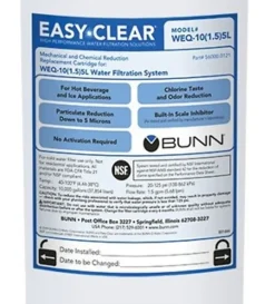 BUNN WEQ-10 5L Water Filter Replacement Cartridge, 13-1/8”H x 3-5/8”H x 3-5/8”D, White