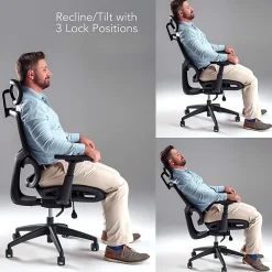 Bush Business Furniture Align Fabric High Back Ergonomic Office Chair with Lumbar Support, Black Nylon Mesh, Standard Deliver Service