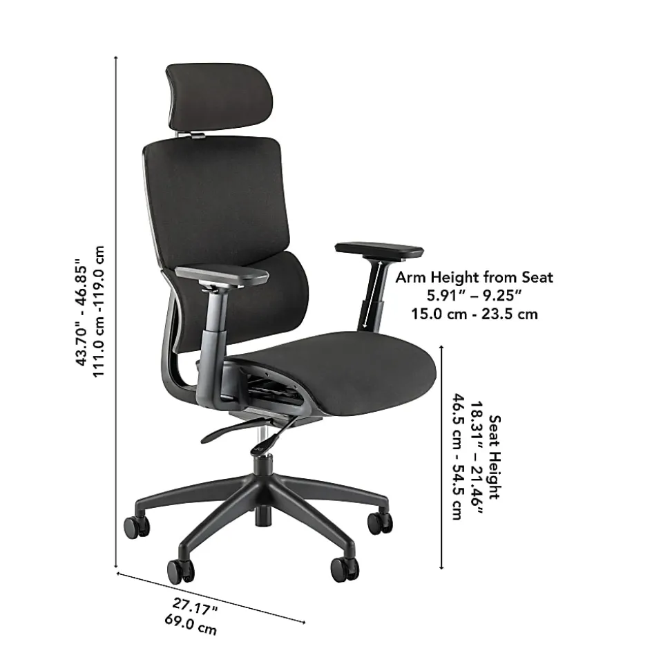 Bush Business Furniture Align Fabric High Back Ergonomic Office Chair with Lumbar Support, Black Nylon Mesh, Standard Deliver Service
