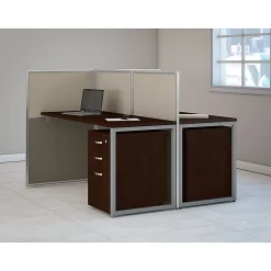 Bush Business Furniture Easy Office 60W 2-Person Straight Desk Open Office, Mocha Cherry, Standard Delivery