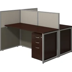 Bush Business Furniture Easy Office 60W 2-Person Straight Desk Open Office, Mocha Cherry, Standard Delivery