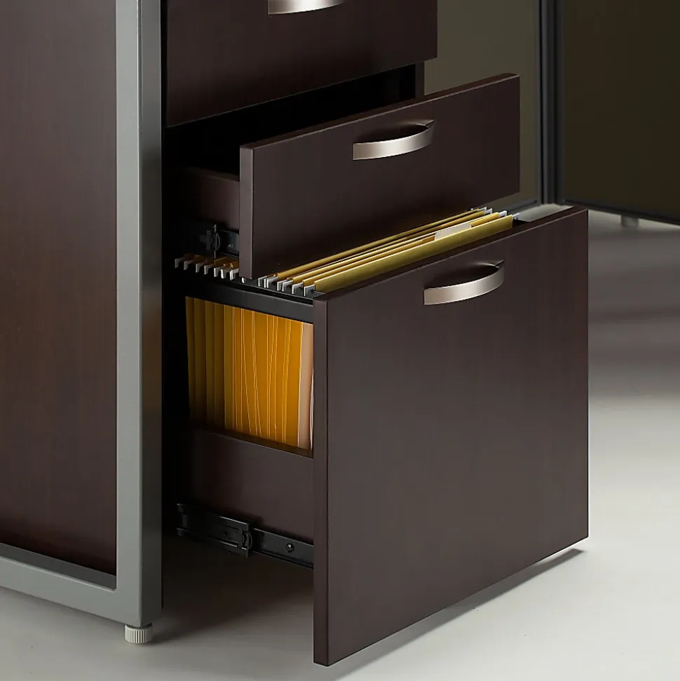 Bush Business Furniture Easy Office 60W 2-Person Straight Desk Open Office, Mocha Cherry, Standard Delivery