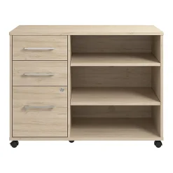 Bush Business Furniture Hustle Office Storage Cabinet With Wheels, Natural Elm, Standard Delivery