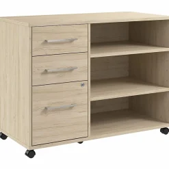 Bush Business Furniture Hustle Office Storage Cabinet With Wheels, Natural Elm, Standard Delivery