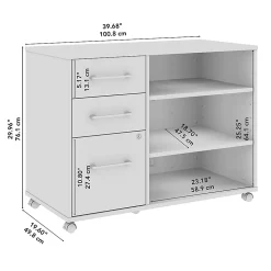 Bush Business Furniture Hustle Office Storage Cabinet With Wheels, Natural Elm, Standard Delivery