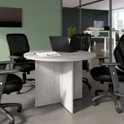 Bush Business Furniture 42-inch Round Conference Table with Wood Base, Platinum Gray, Standard Delivery