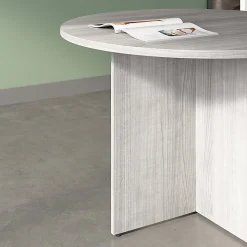 Bush Business Furniture 42-inch Round Conference Table with Wood Base, Platinum Gray, Standard Delivery