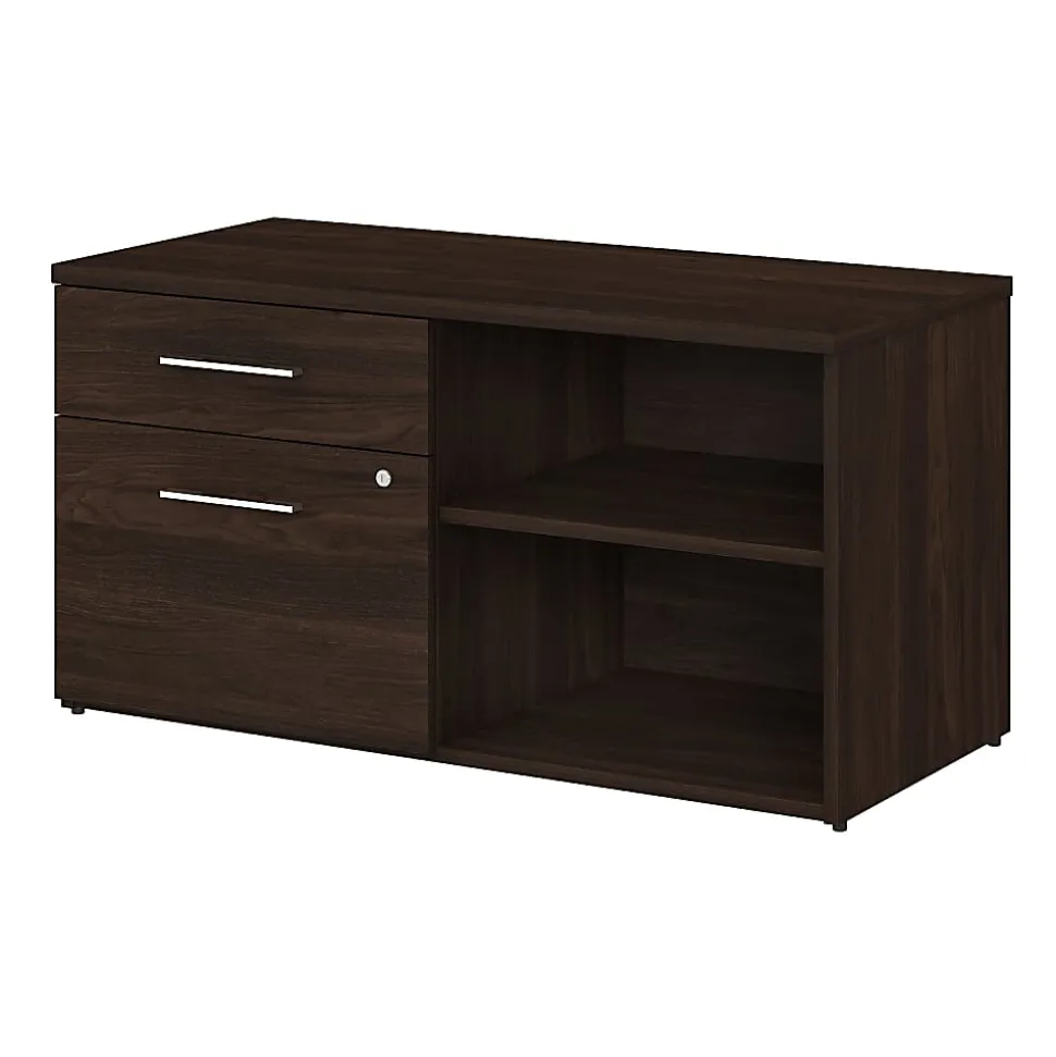 Bush Business Furniture Office 500 Low Storage Cabinet With Drawers And Shelves, Black Walnut, Standard Delivery