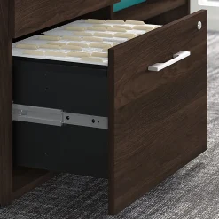Bush Business Furniture Office 500 Low Storage Cabinet With Drawers And Shelves, Black Walnut, Standard Delivery
