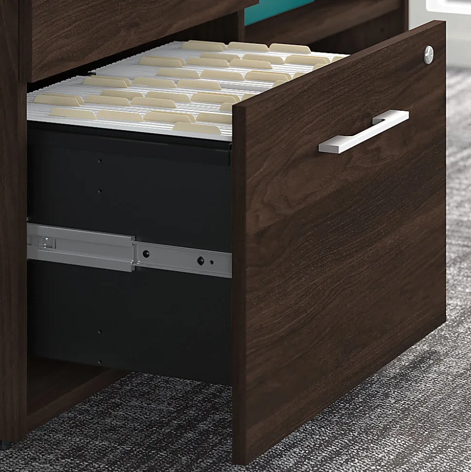 Bush Business Furniture Office 500 Low Storage Cabinet With Drawers And Shelves, Black Walnut, Standard Delivery