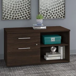Bush Business Furniture Office 500 Low Storage Cabinet With Drawers And Shelves, Black Walnut, Standard Delivery