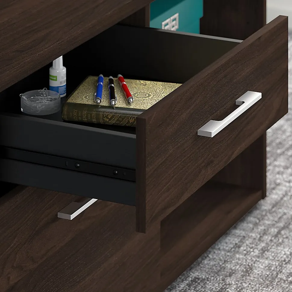 Bush Business Furniture Office 500 Low Storage Cabinet With Drawers And Shelves, Black Walnut, Standard Delivery