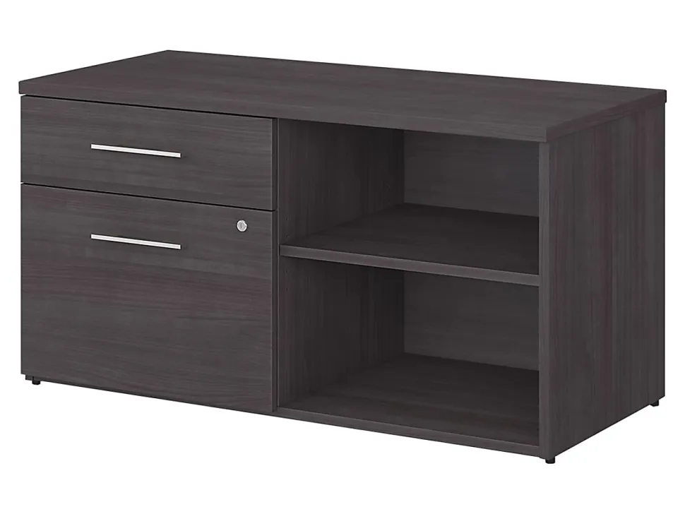 Bush Business Furniture Office 500 Low Storage Cabinet With Drawers And Shelves, Black Walnut, Standard Delivery