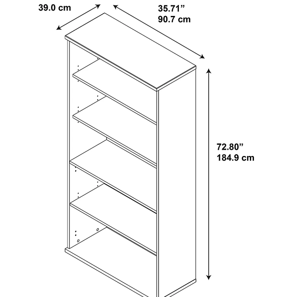 Bush Business Furniture Series C Components 73"H 5-Shelf Bookcase, Hansen Cherry, Standard Delivery
