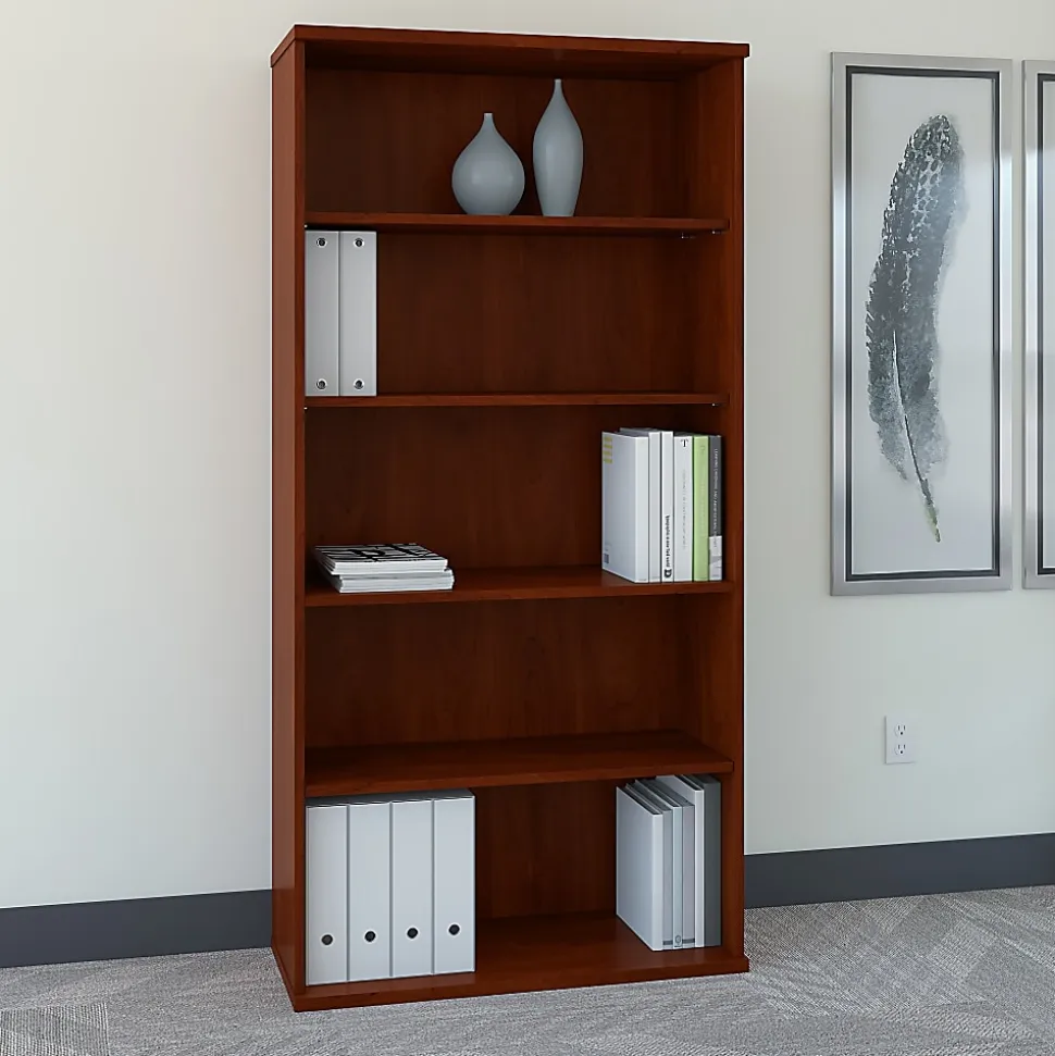 Bush Business Furniture Series C Components 73"H 5-Shelf Bookcase, Hansen Cherry, Standard Delivery