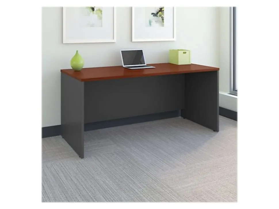 Bush Business Furniture Series C Components Office Desk 66"W x 30"D, Hansen Cherry/Graphite Gray, Standard Delivery