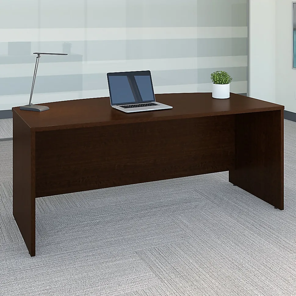 Bush Business Furniture Series C Components 72"W Bow-Front Computer Desk, Mocha Cherry, Standard Delivery