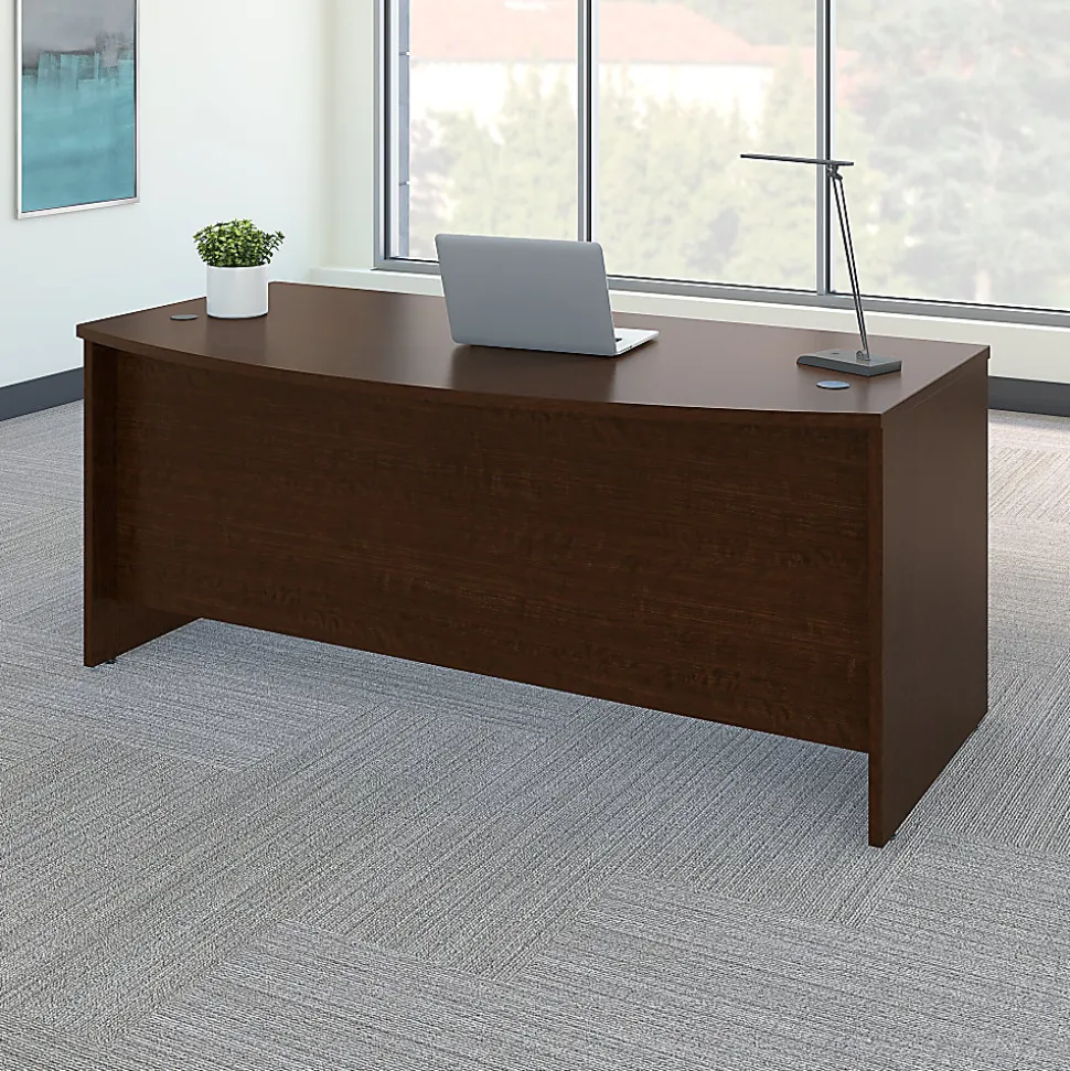 Bush Business Furniture Series C Components 72"W Bow-Front Computer Desk, Mocha Cherry, Standard Delivery