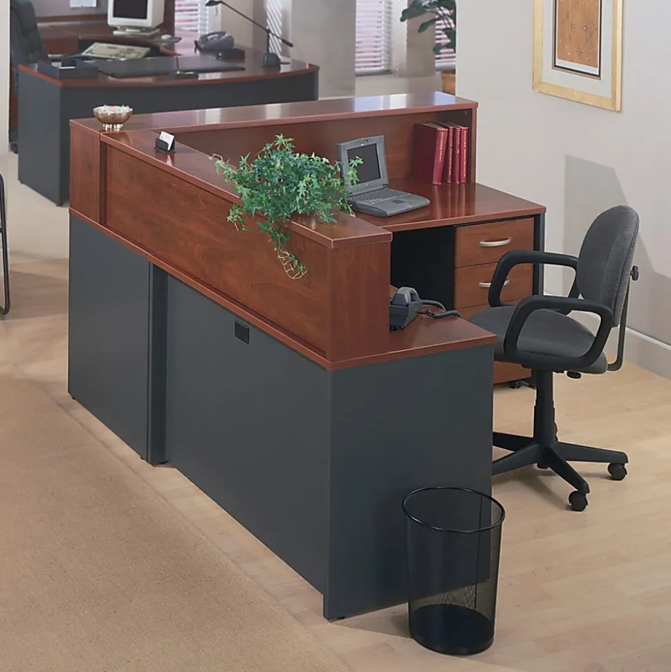 Bush Business Furniture Series C Components 60"W L-Shaped Left-Handed Corner Desk, Hansen Cherry, Standard Delivery