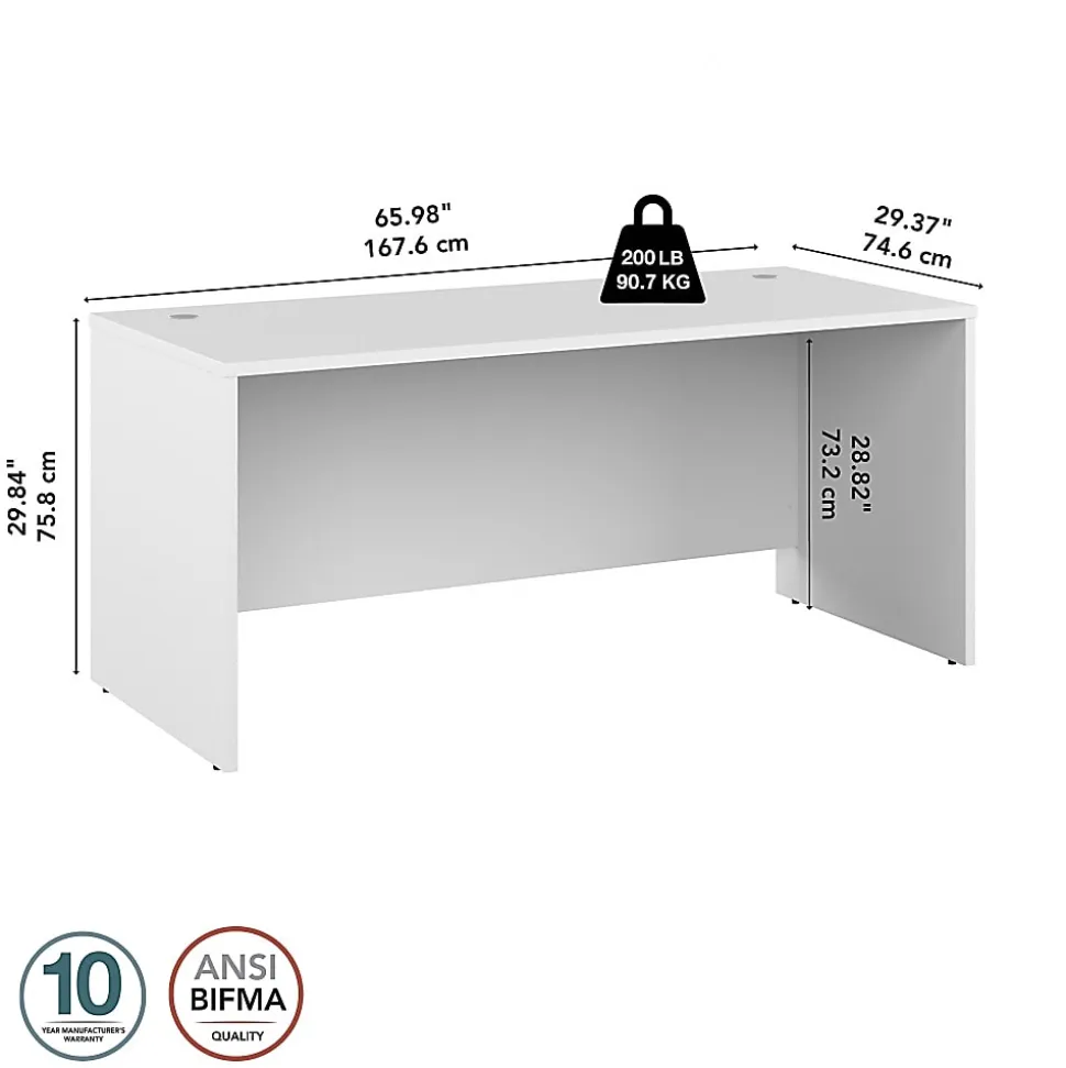 Bush Business Furniture Studio C 66"W Office Computer Desk, White, Standard Delivery