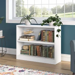 Bush Business Furniture Universal 30"H 2-Shelf Bookcase, Pure White, Standard Delivery