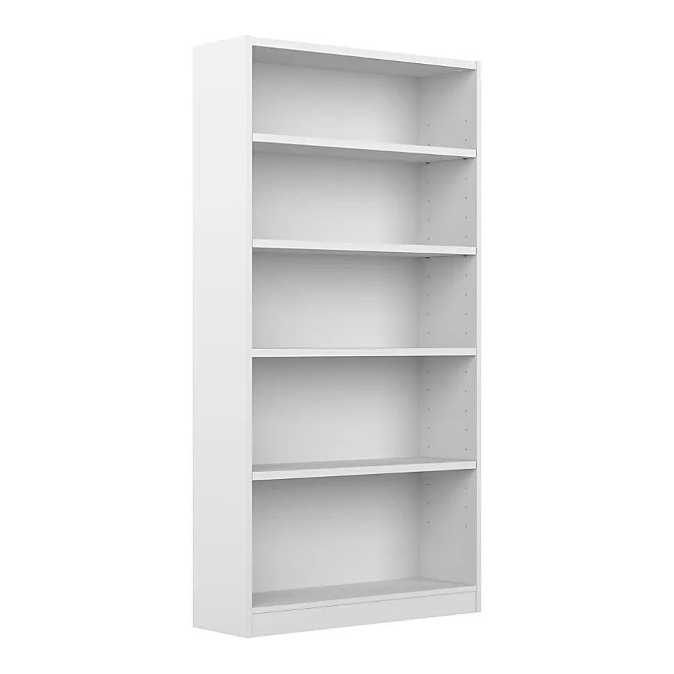 Bush Business Furniture Universal 72"H 5-Shelf Bookcase, Pure White, Standard Delivery