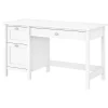 Bush Furniture Broadview 54"W Computer Desk With 2-Drawer Pedestal, Pure White, Standard Delivery