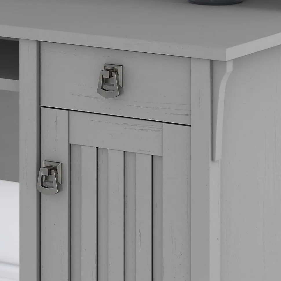 Bush Furniture Salinas 60"W L Shaped Desk with Hutch, Cape Cod Gray, Standard Delivery