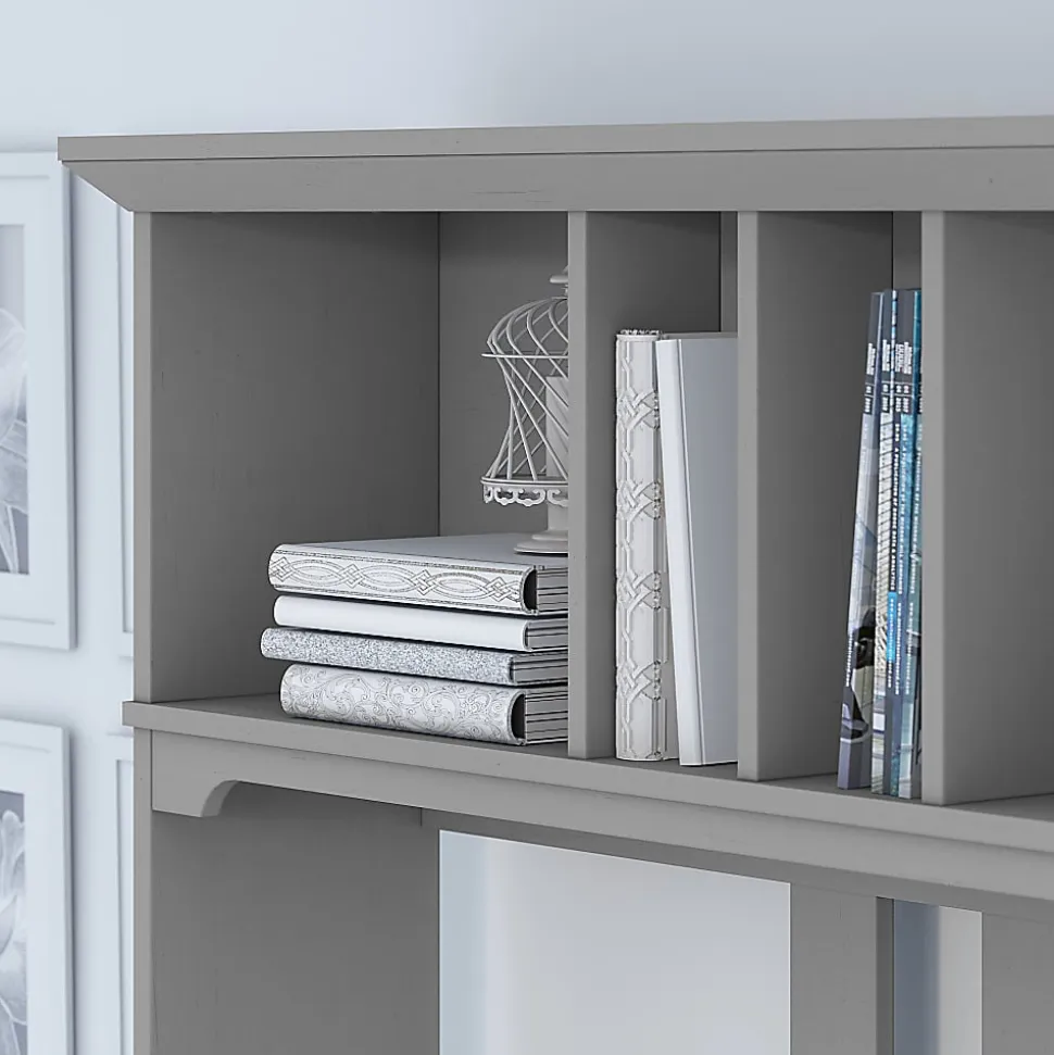 Bush Furniture Salinas 60"W L Shaped Desk with Hutch, Cape Cod Gray, Standard Delivery