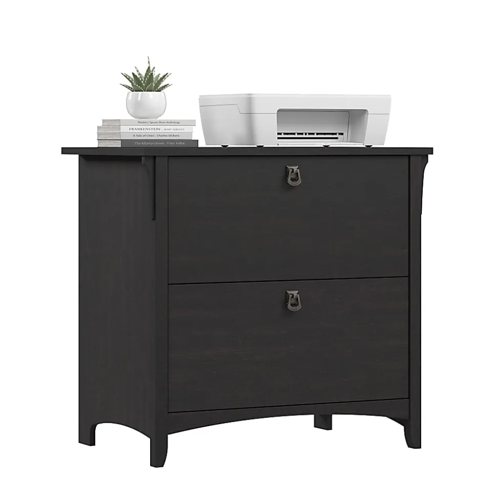 Bush Home Salinas 2 Drawer Lateral File Cabinet, Vintage Black, Standard Delivery